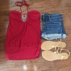 Trixxi Beaded Halter Tank NWOT